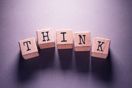 Think Word Written on Wooden Cubesの写真素材