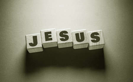 Jesus Word Written on Wooden Cubesの写真素材