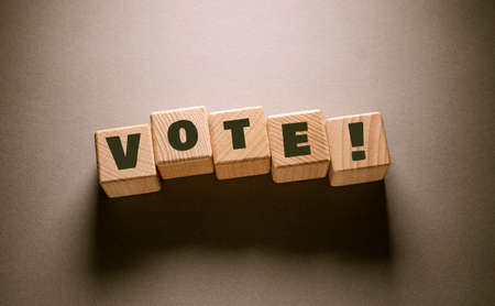 Vote Word Written on Wooden Cubesの写真素材