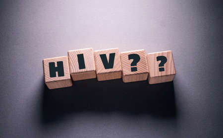 HIV Word Written on Wooden Cubesの写真素材
