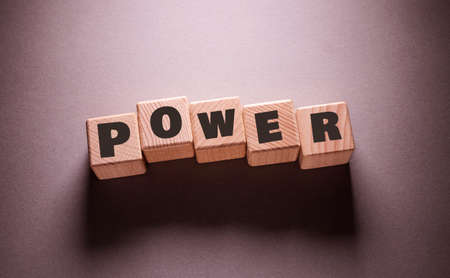 Power Word Written on Wooden Cubesの写真素材