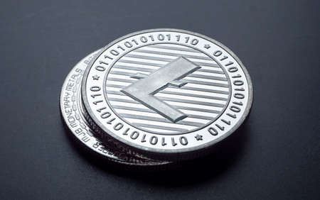 Macro shot of a Litecoin coin Crypto currency coinsの写真素材