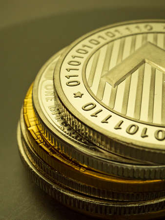 Macro shot of a Litecoin coin Crypto currency coinsの写真素材