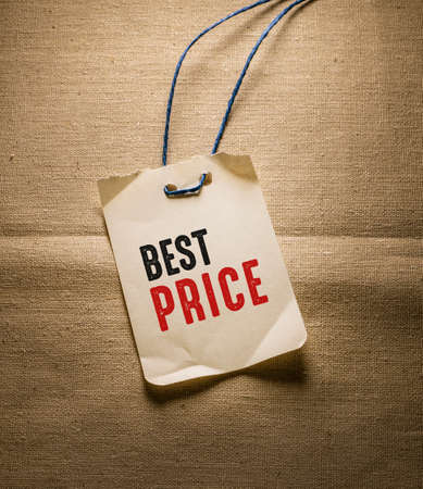 Text sign showing Best Price. Conceptual photo highest price of a product or service sold at a lower price Label attached string colorful background empty spaceの写真素材