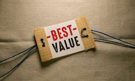 Best value. Words 'best value' written on a piece of paper.