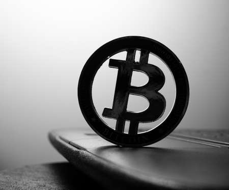 Macro shot of a Bit Coin Crypto Currencyの写真素材