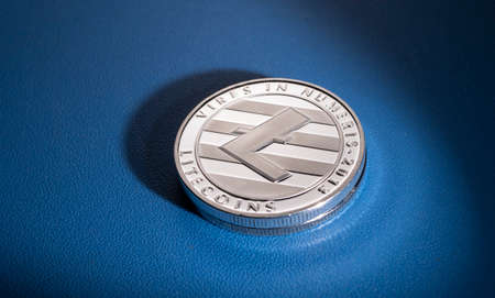 Macro shot of a Litecoin coin Crypto currency coinsの写真素材
