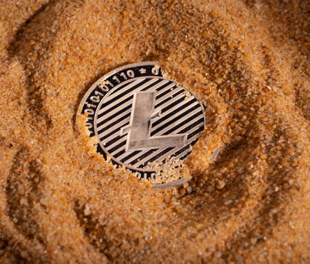 Macro shot of a Litecoin coin Crypto currency coins