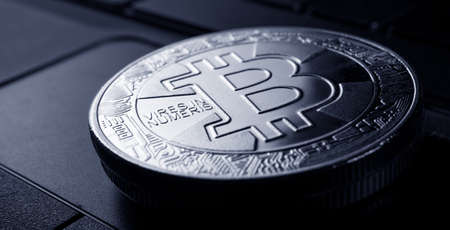 Macro shot of a Bit Coin Crypto Currencyの写真素材