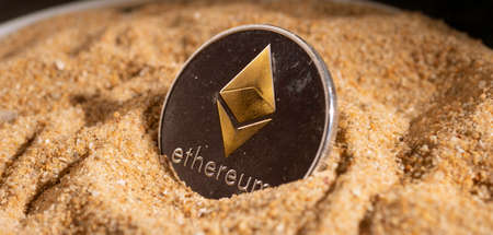 Macro shot of a bit coin Ethereum Crypto currencyの写真素材