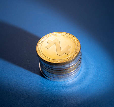 Macro shot of a Zcash coin Crypto currencyの写真素材