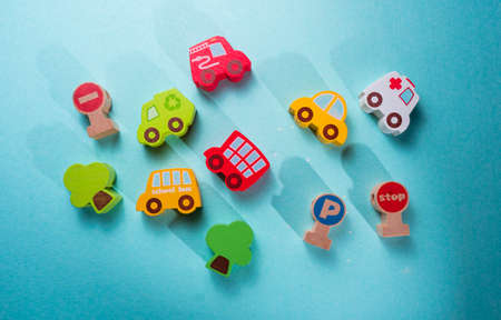 Close up of set of a cars toyの写真素材