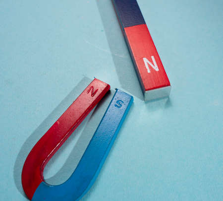Close up of steel magnet object tool