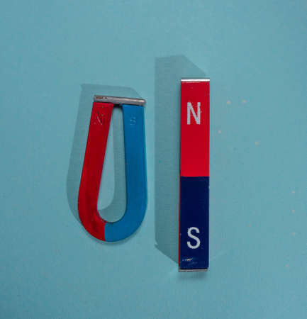 Close up of steel magnet object tool