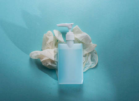 Hand disinfection. Hygienic cleaning liquid , covid 19の写真素材