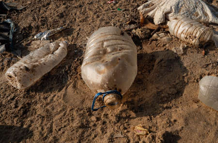 Beach of Sri Lanka is polluted with garbageの写真素材