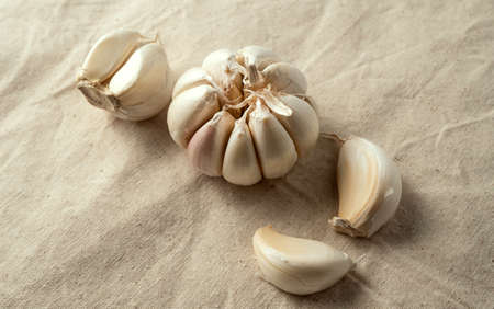 Close up of fresh garlic on table