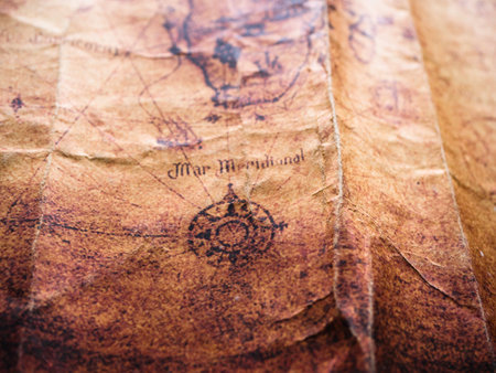 Close up of a very old map