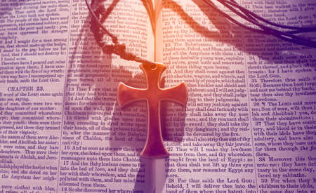 Holy Bible Christian Religion book and Crossの写真素材