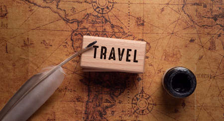 Close up of Travel Word , Travel Concept Idea