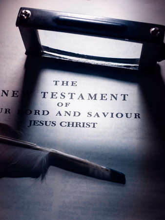Close up of vintage Holy bible Bookの写真素材