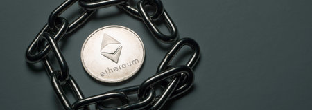 Macro Shot of a Bit Coin Ethereum Crypto Currency