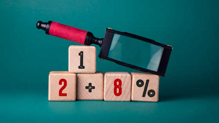 Close up of Numbers Word Written on Wooden Cubesの写真素材