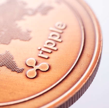 Macro Shot of a Ripple Coin Crypto Currencyの写真素材