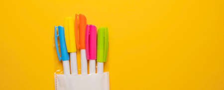 Close up of Color pens on background