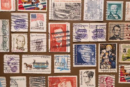 Kandy, Sri Lanka - 20 December 2020: Stamps From USA in Kandy stamp exhibitionのeditorial素材