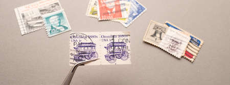 Kandy, Sri Lanka - 20 December 2020: Stamps From USA in Kandy stamp exhibitionのeditorial素材
