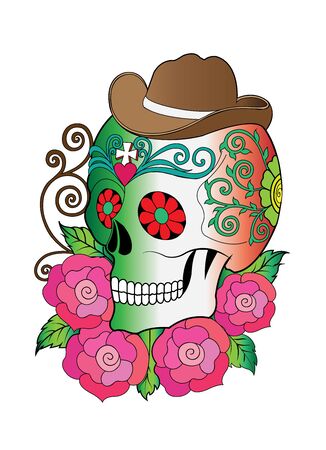 drawing  style Skull art illustration vectorのイラスト素材
