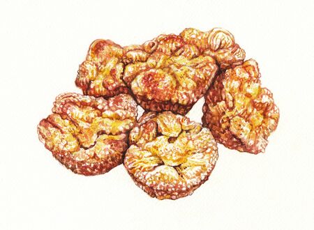 Kouign Amann. Hand watercolor painting on paper.の写真素材