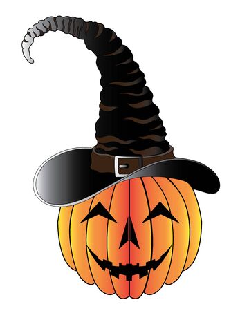 Art Surreal Pumpkin Witch Skull. Hand drawing and graphic vector.のイラスト素材