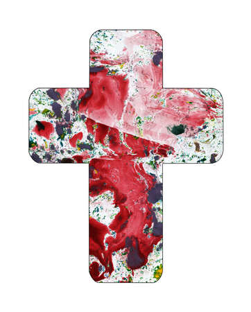 Art abstract cross,Hand watercolor painting on paper.