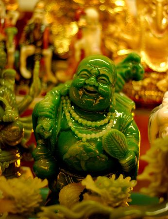 The statue of a laughing buddhaの写真素材