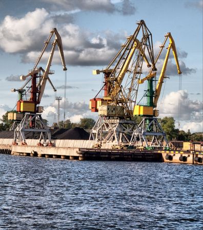 Crane at Ventspils, Latviaの写真素材