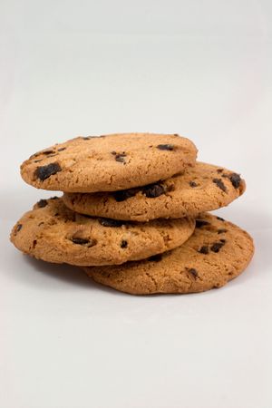 Chocolate Chip Cookies Isolated on whiteの写真素材