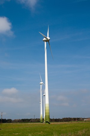 Stark White Electrical Power Generating Wind Turbines