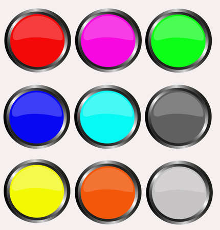 the colored buttons on a white background