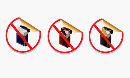 stickers three characters do not smoke on a white backgroundのイラスト素材