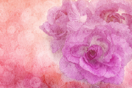 Beautiful flowers made with color filters on mulberry paper textureの写真素材