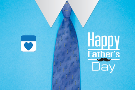 Happy Father's Day text with  tie on blue paper shirts backgroundの写真素材