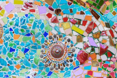 Colorful glass and tile wall texture background, mosaic artの写真素材