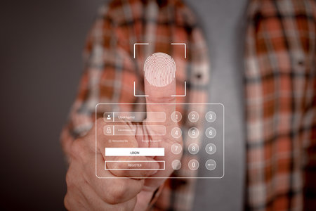 Fingerprint scanning provides secure access  with the protection system cyber security. Scanning allows access input username and password for or technology security system and prevent hacker.の写真素材