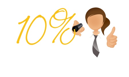 woman drawing percentage sign on a virtual whiteboardの写真素材