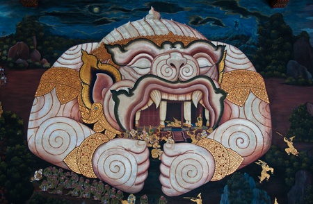 Mural at thai ancient templeのeditorial素材