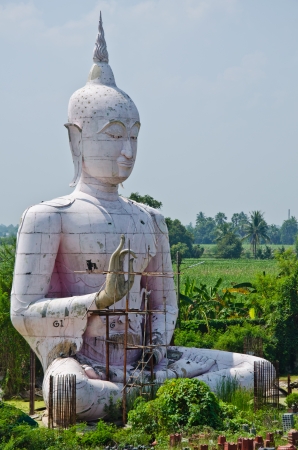 big image of buddha under contructionの写真素材
