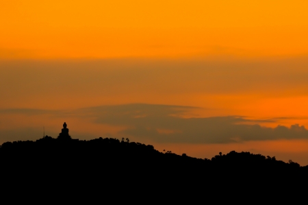 big buddha on the top of mountainの写真素材