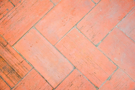 Close-up of an aged brick paved courtyardの写真素材